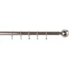 Satin Steel Fixed Curtain Pole & Ball Finial - 1.8m