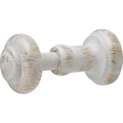 None Pair Of Scratched Effect White Curtain Holdbacks