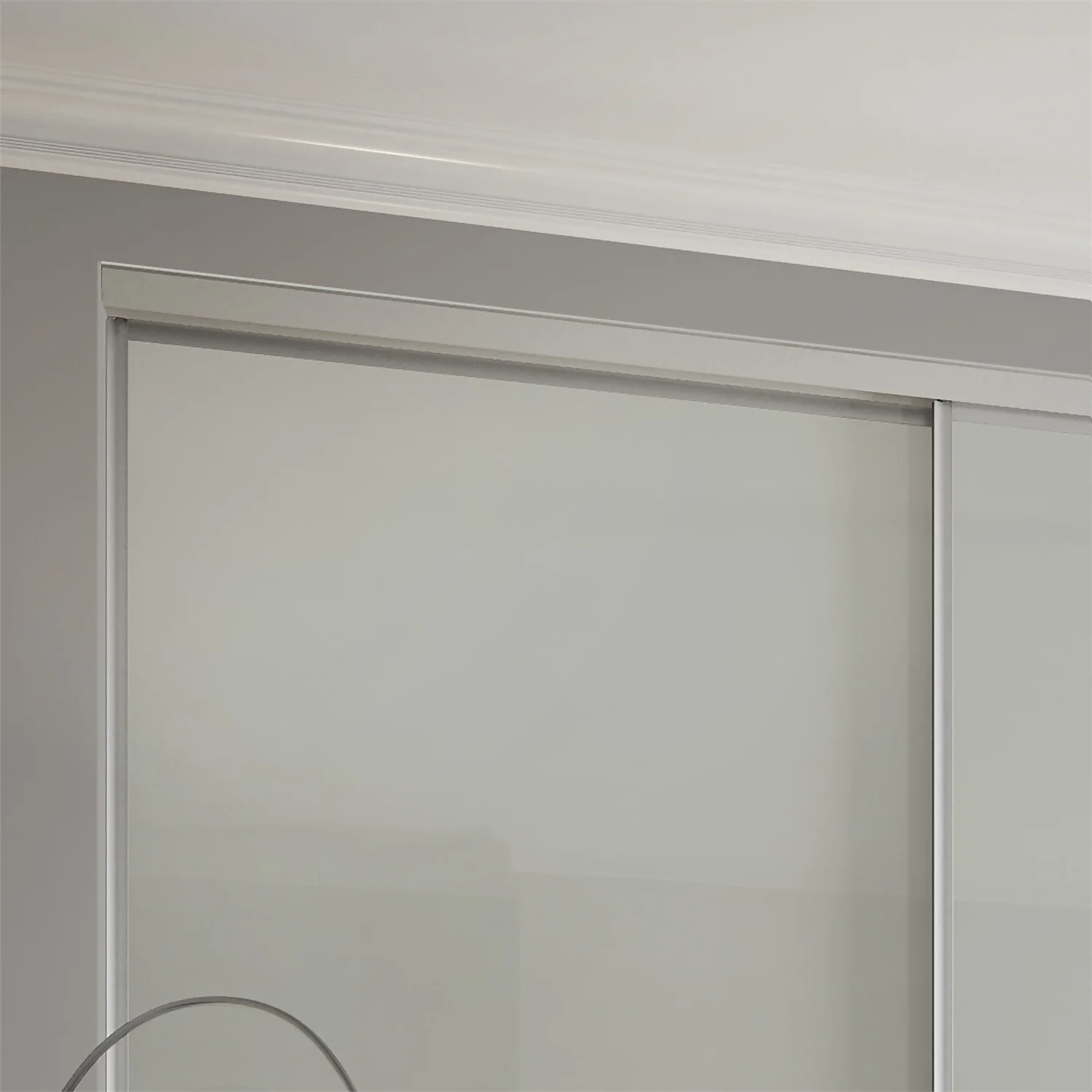 Duo Sliding Wardrobe Door Arctic White Glass With Aluminium Frame (W)762mm - Image 3