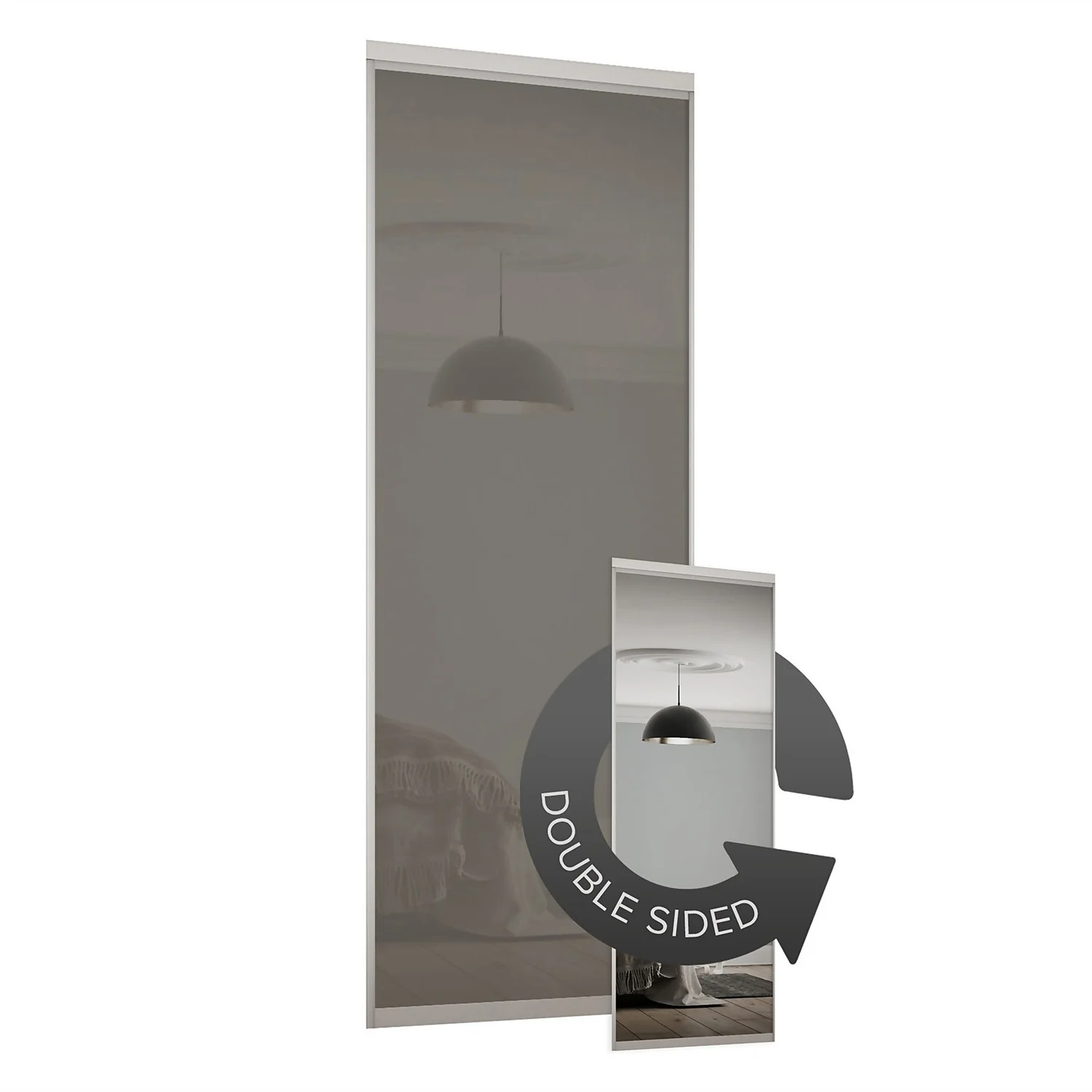 Duo Sliding Wardrobe Door Cappuccino Glass / Mirror With Aluminium Frame (W)914mm