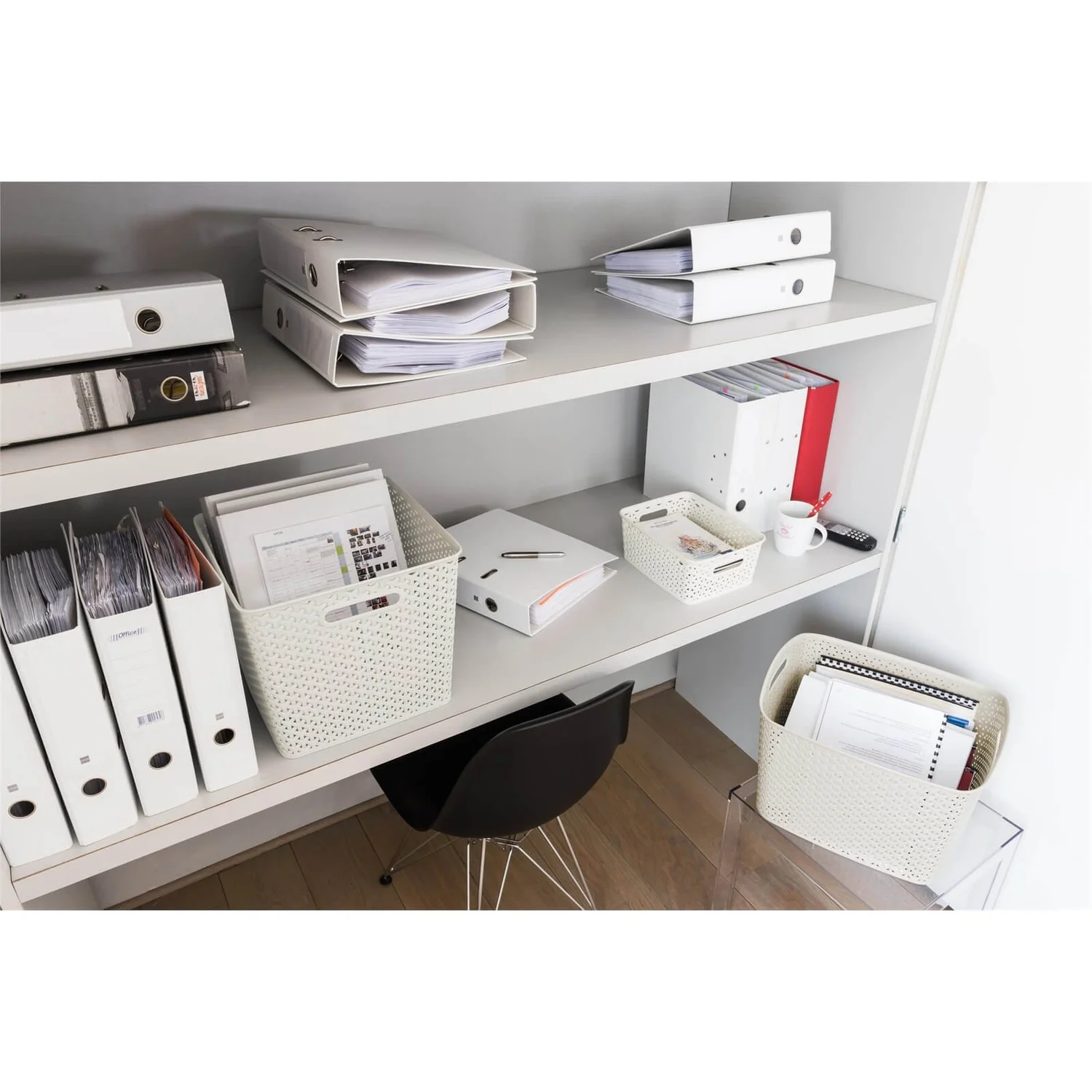 Curver My Style Large Rectangular Plastic Storage Basket - Vintage White - 18L - Image 3