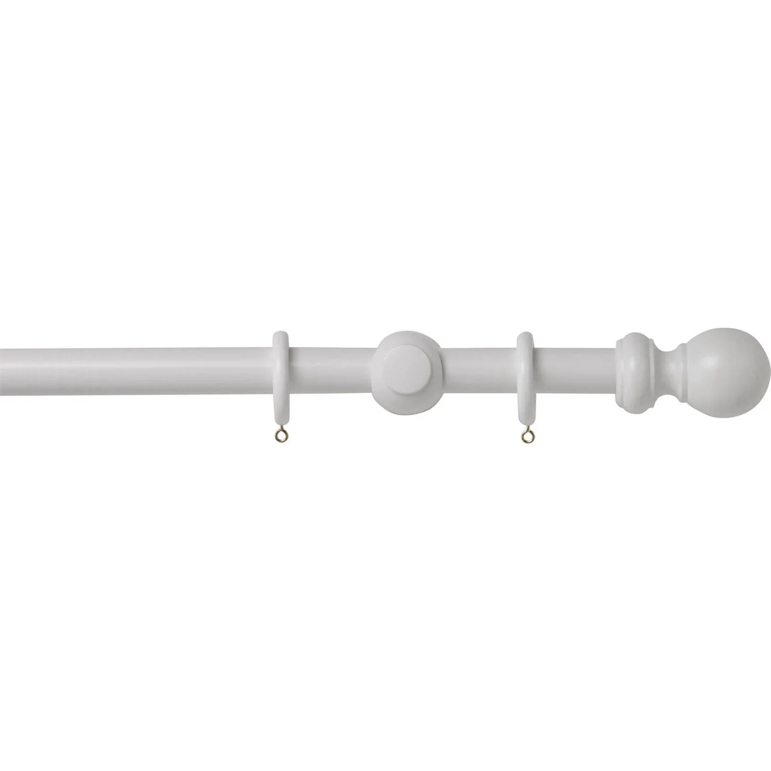 White Wood 28mm Curtain Pole With Ball Finials - 3m