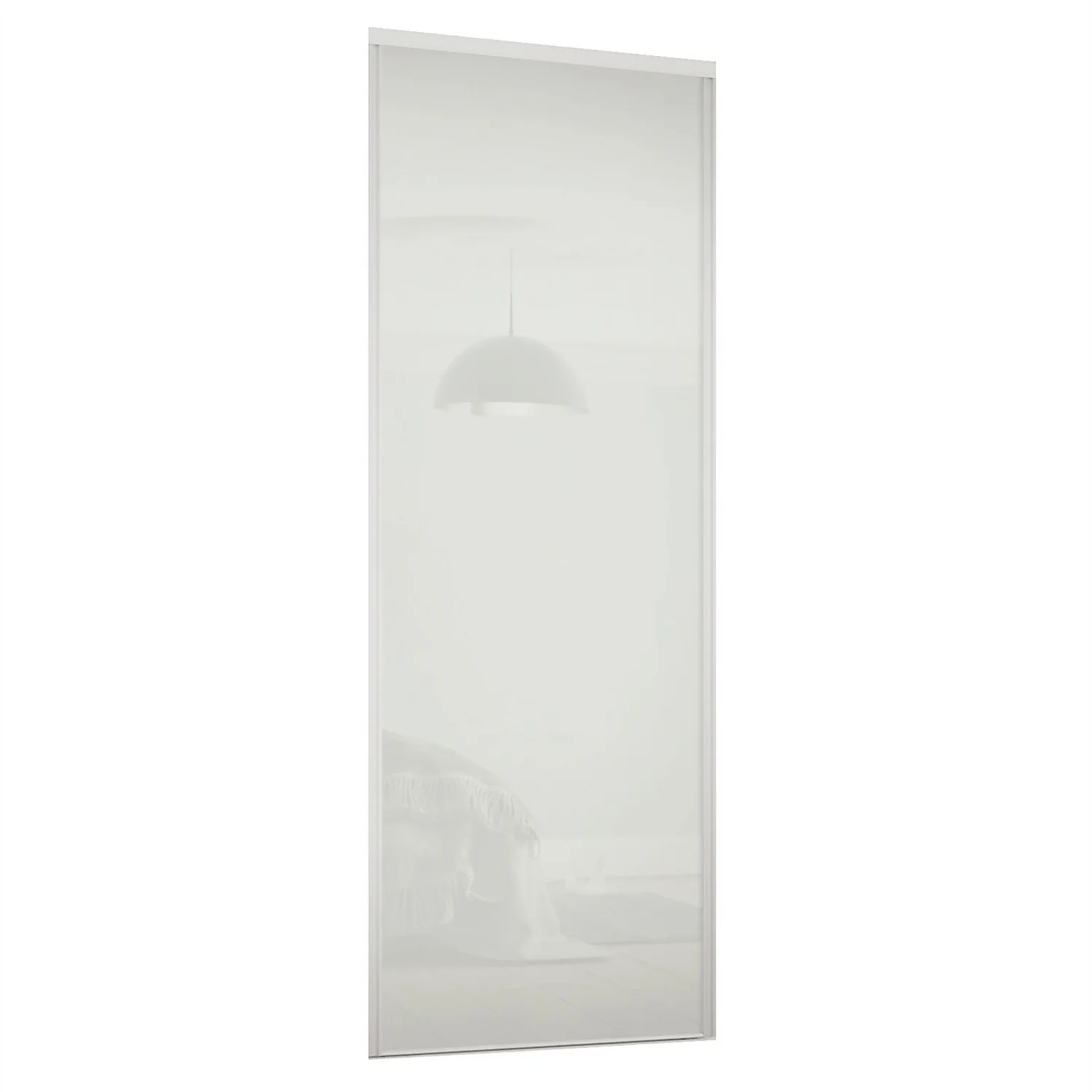 Classic Sliding Wardrobe Door Arctic White Glass With Silver Frame (W)762mm