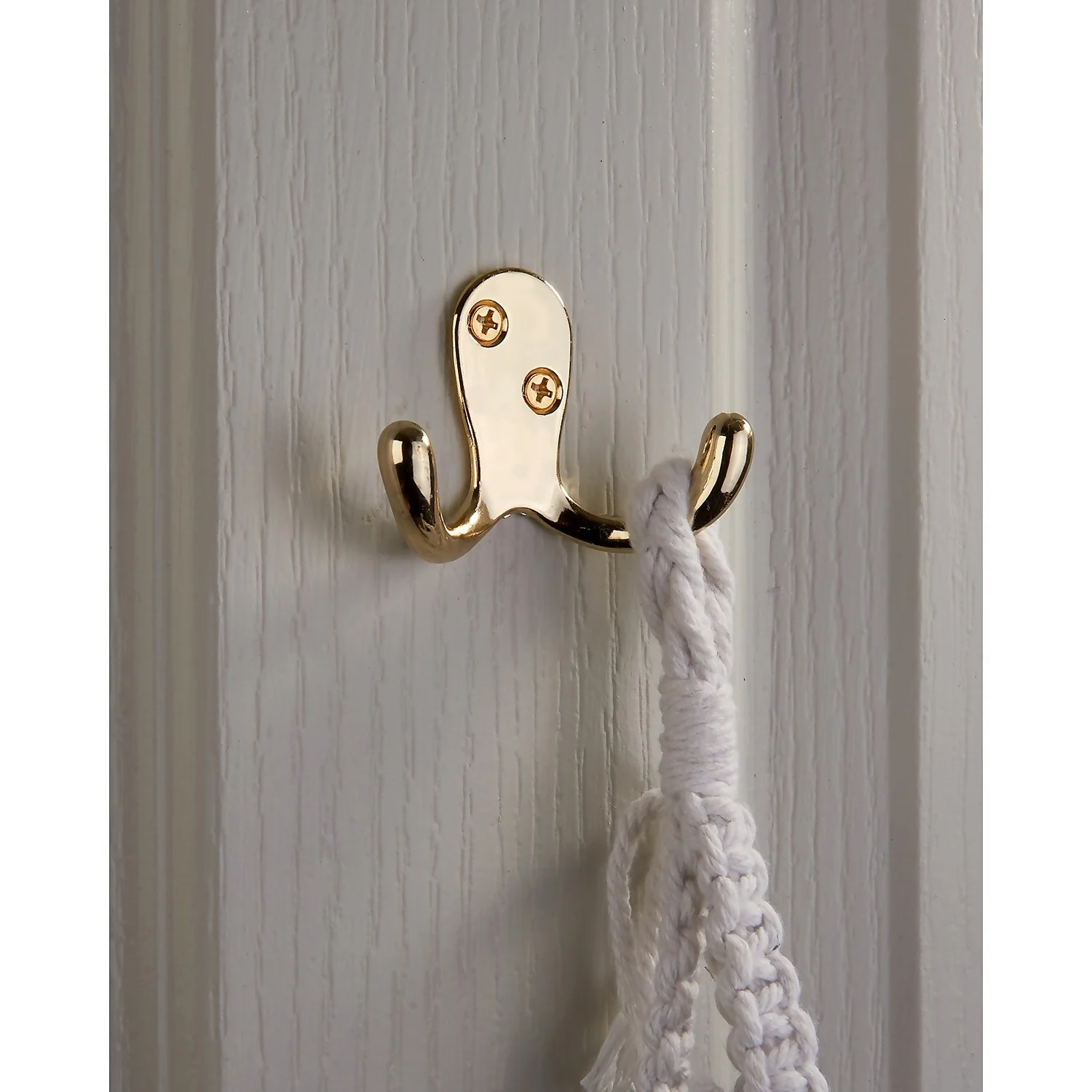 Basic Double Robe Hook - Polished Brass - Image 2
