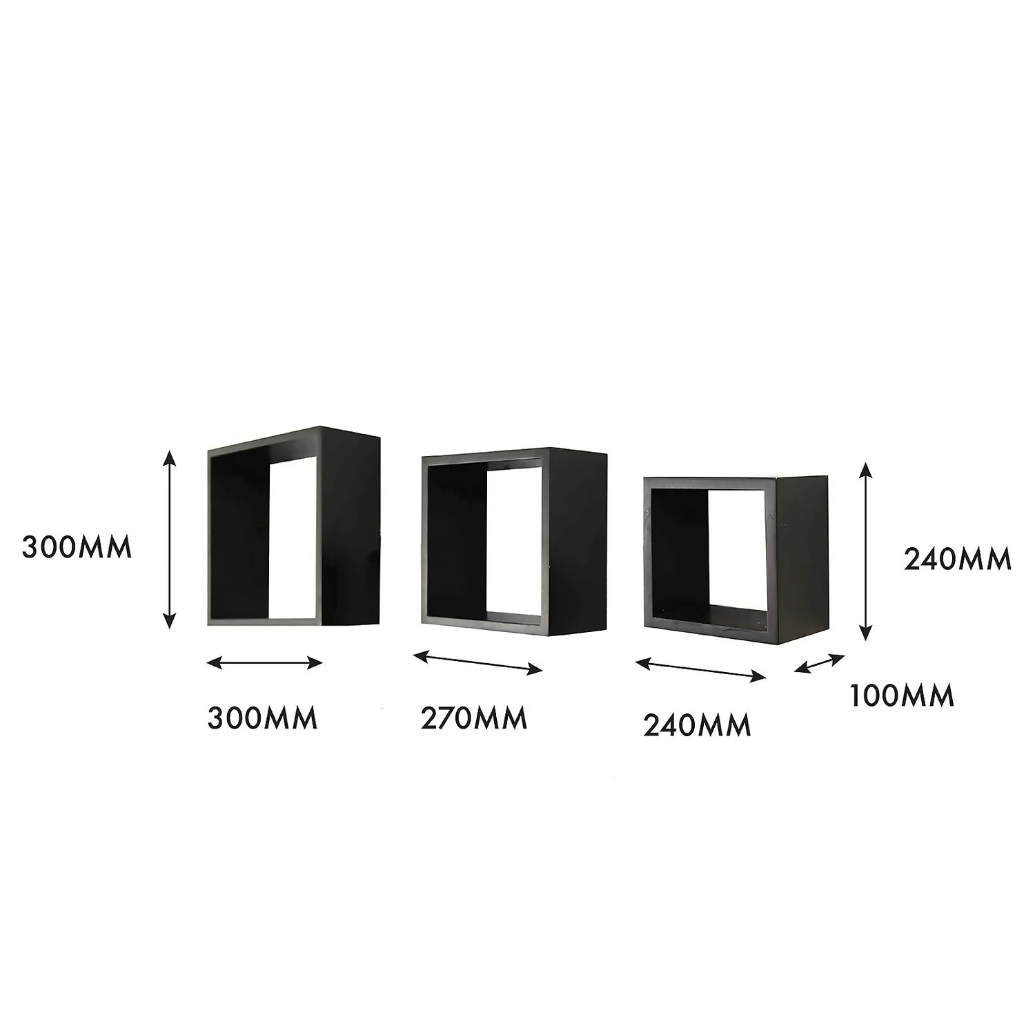 Wall Cubes 3 Pack - Black Matt - Image 3