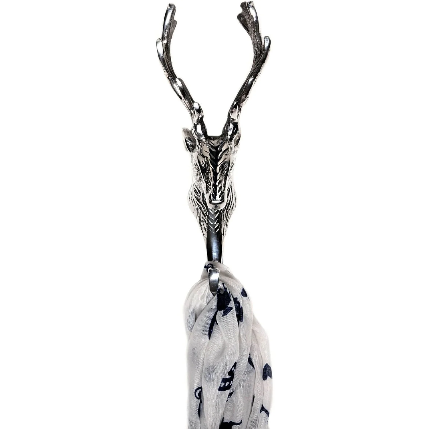 None Silver Finish Stag Head Coat Hook - Image 3