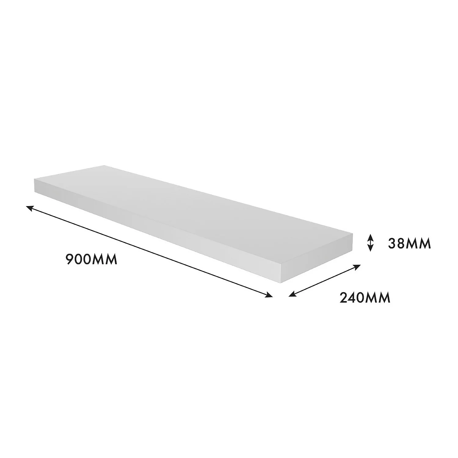 Floating Shelf - White Matt - 900 X 240 X 38mm - Image 5