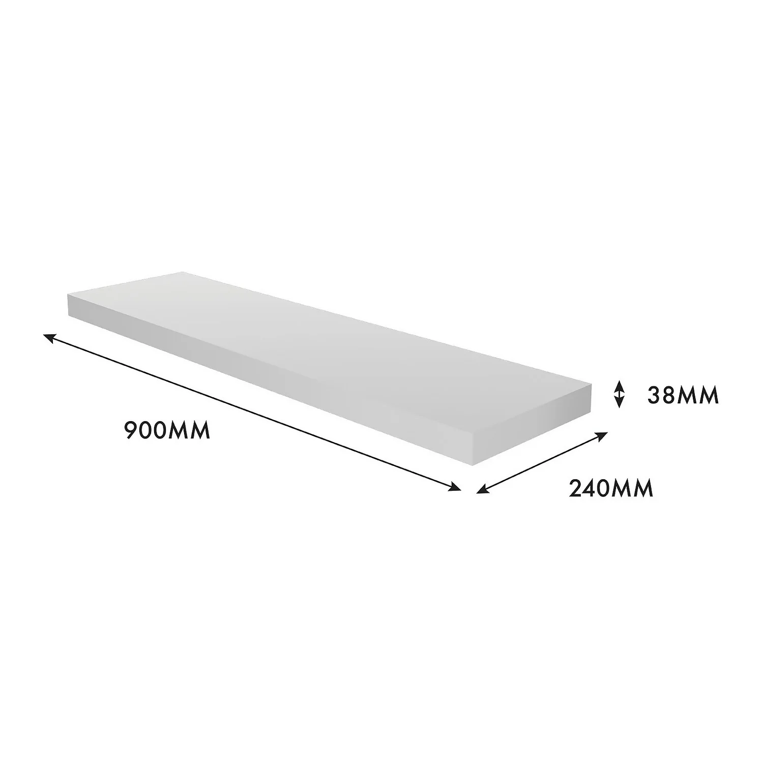 Floating Shelf - White Gloss - 900 X 240 X 38mm - Image 5