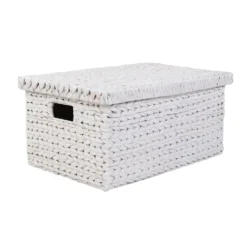 Small Water Hyacinth Storage Box - White Washed