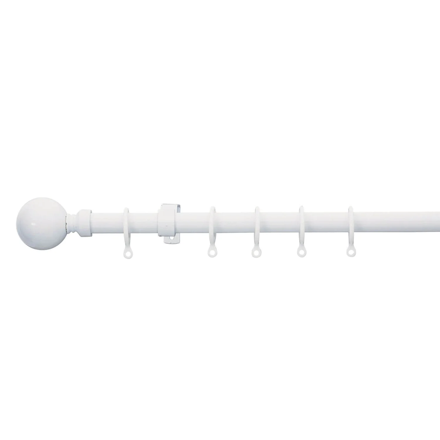Extendable Ball Finial Curtain Pole - White - 1.7-3m (16/19mm)
