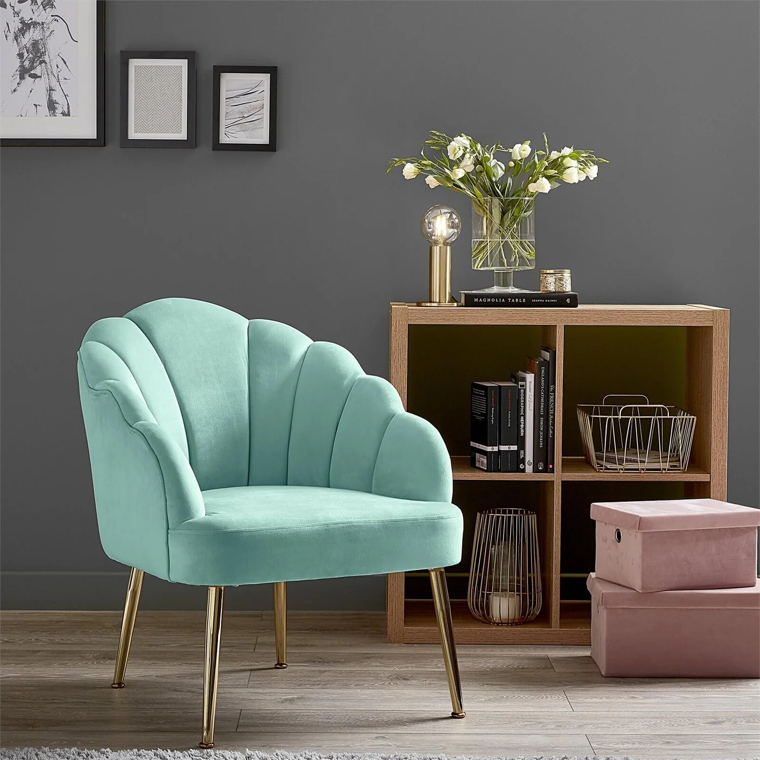 Sophia Scallop Occasional Chair - Duck Egg Blue - Image 2