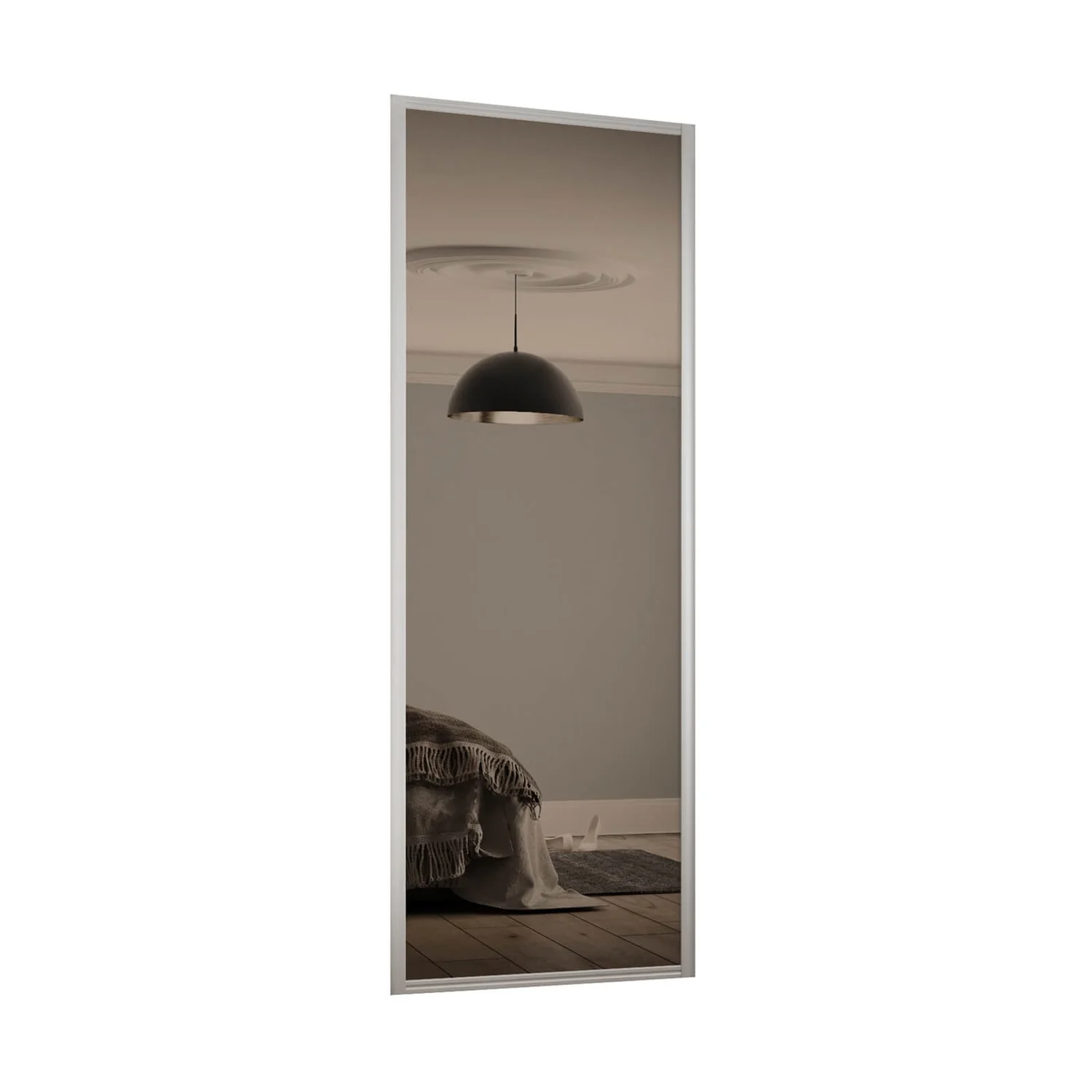 Ellipse Sliding Wardrobe Door 1 Panel Bronze Mirror With Aluminium Frame (W)914mm