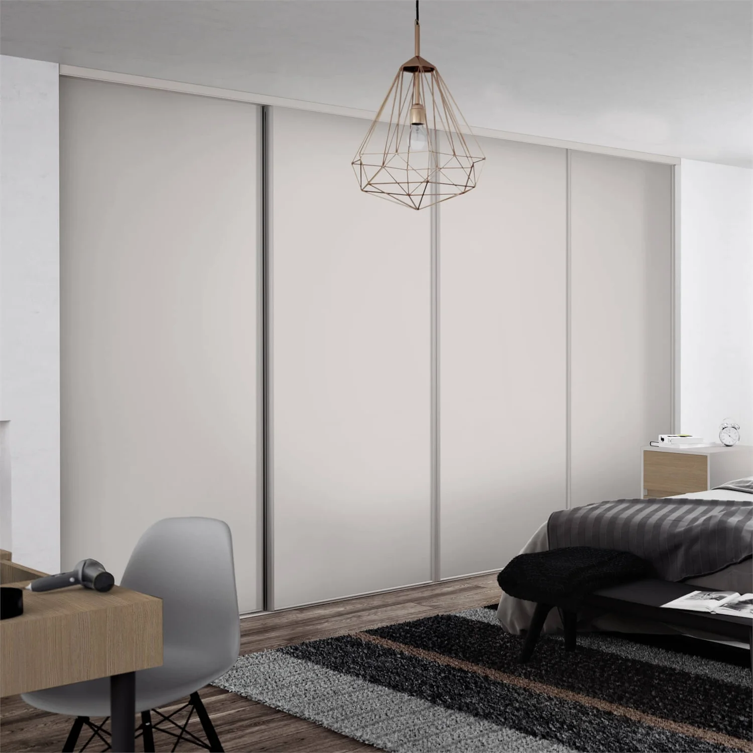 Classic 4 Door Sliding Wardrobe Kit Cashmere Panel (W)2370 X (H)2260mm - Image 2