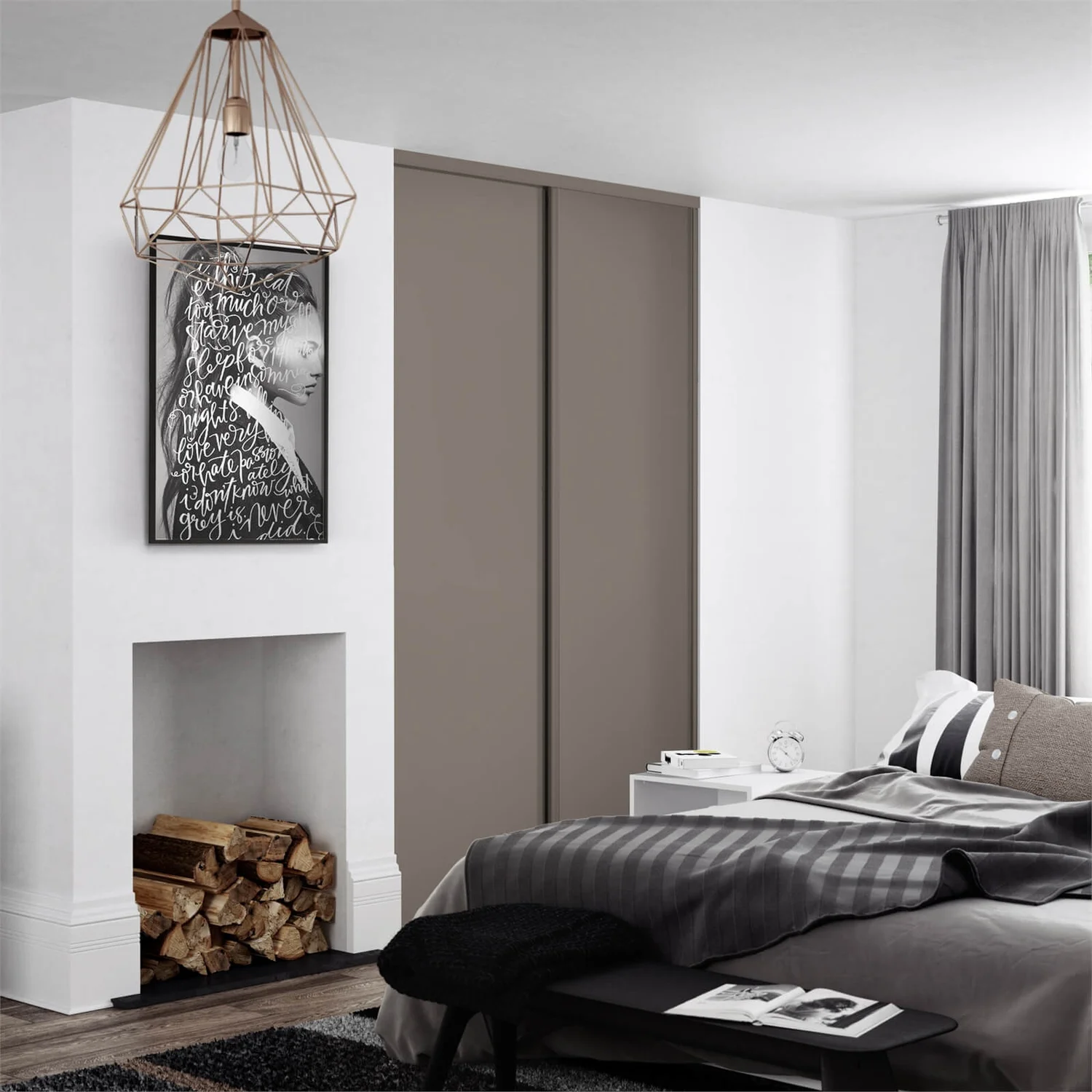 Classic 2 Door Sliding Wardrobe Kit Stone Grey Panel (W)1489 X (H)2260mm - Image 2