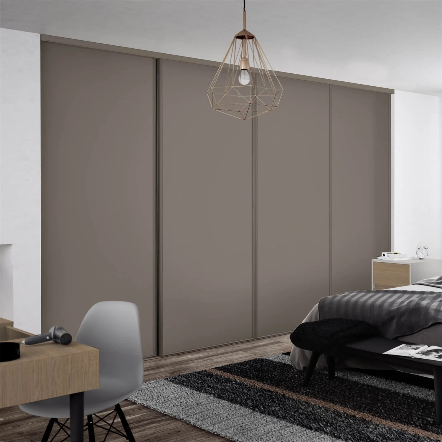 Classic 4 Door Sliding Wardrobe Kit Stone Grey Panel (W)2978 X (H)2260mm - Image 2