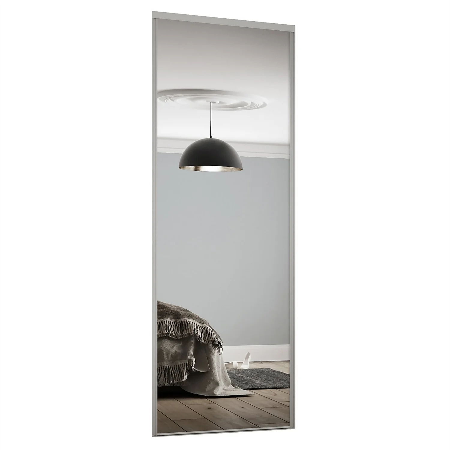 Classic Sliding Wardrobe Door Mirror With Silver Frame (W)762mm