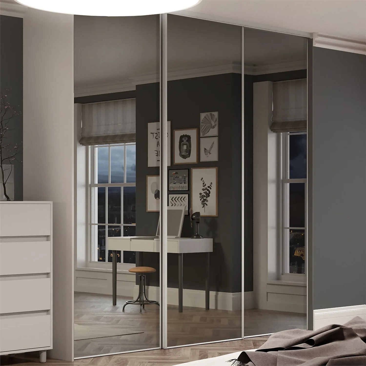 Classic Sliding Wardrobe Door Mirror With Silver Frame (W)762mm - Image 2