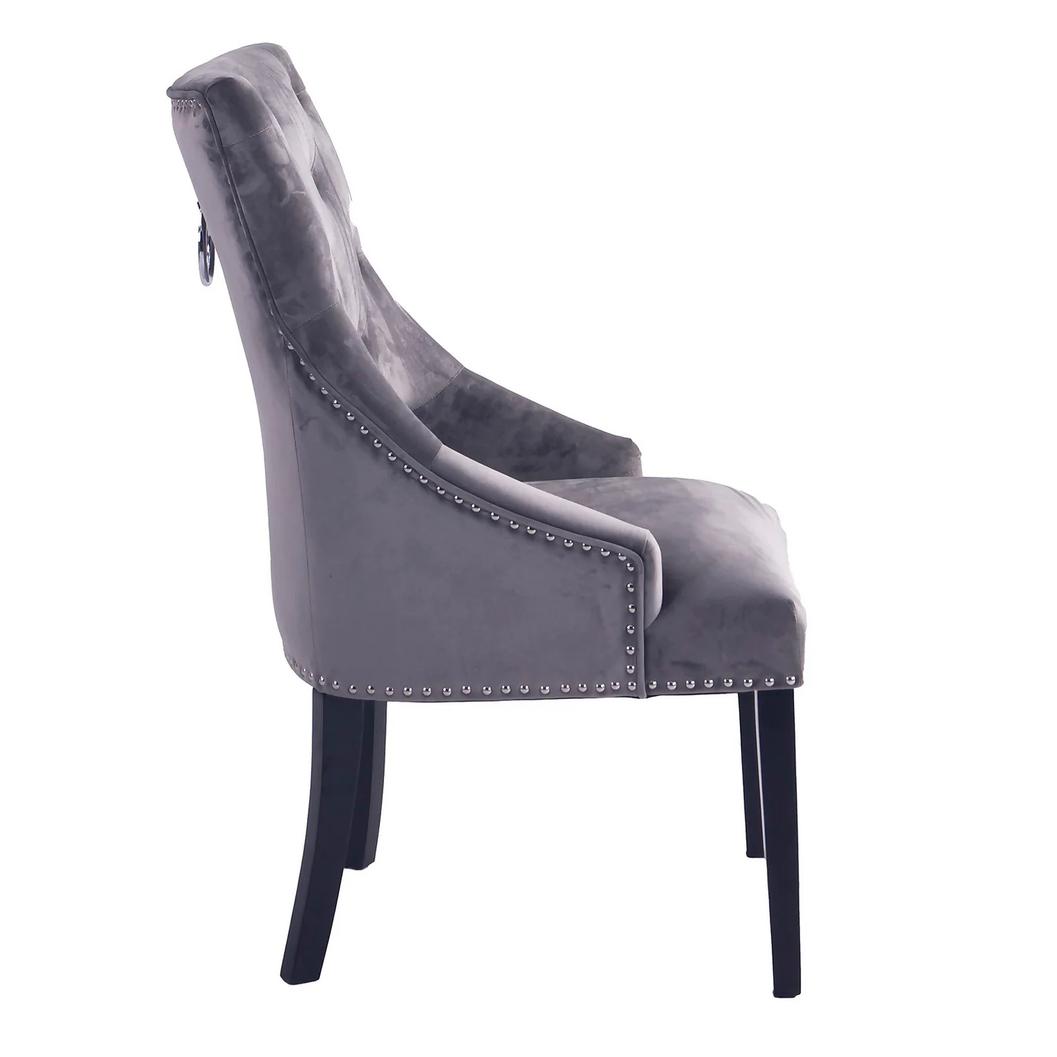 Annabelle Velvet Dining Chairs - Set Of 2 - Grey - Image 5