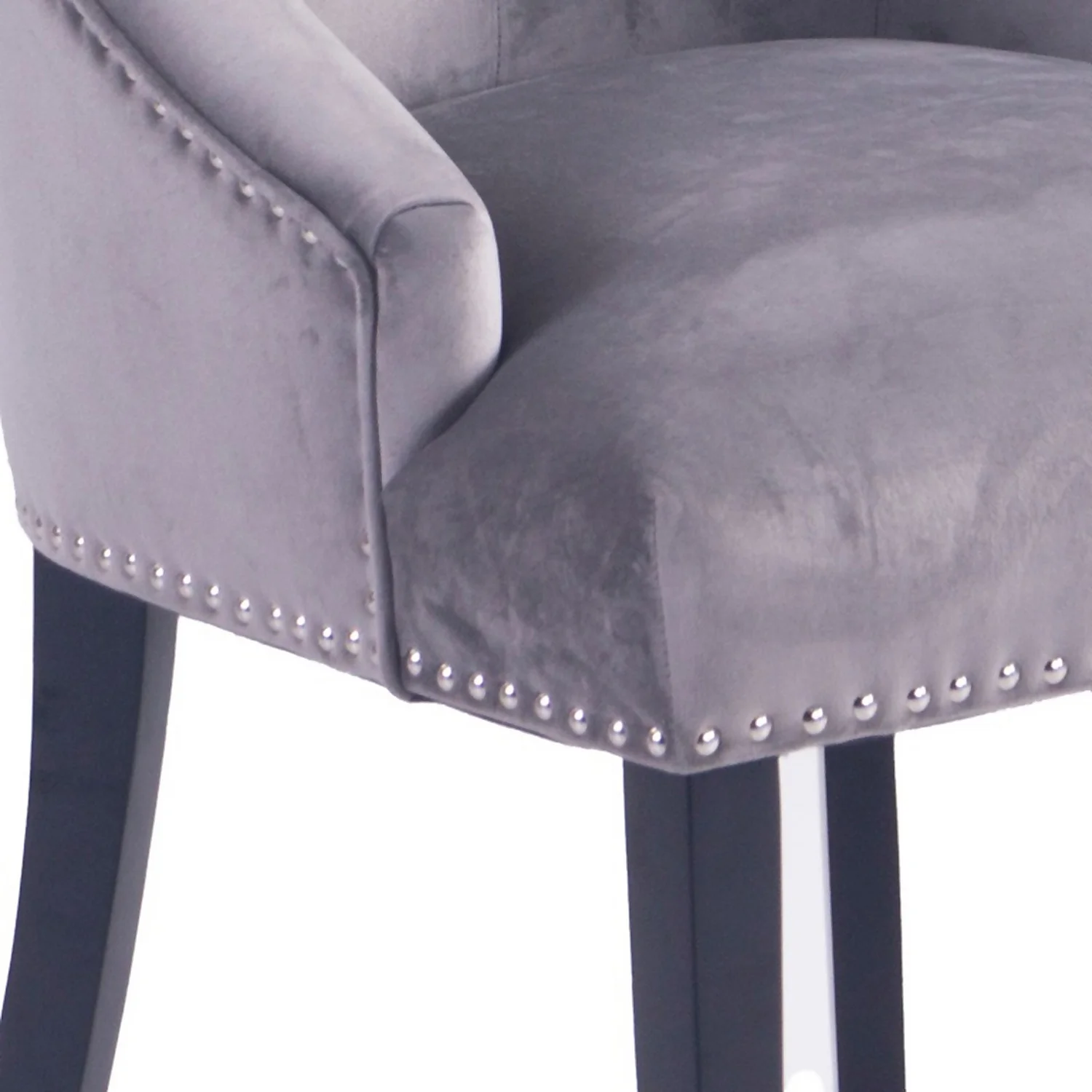 Annabelle Velvet Dining Chairs - Set Of 2 - Grey - Image 7