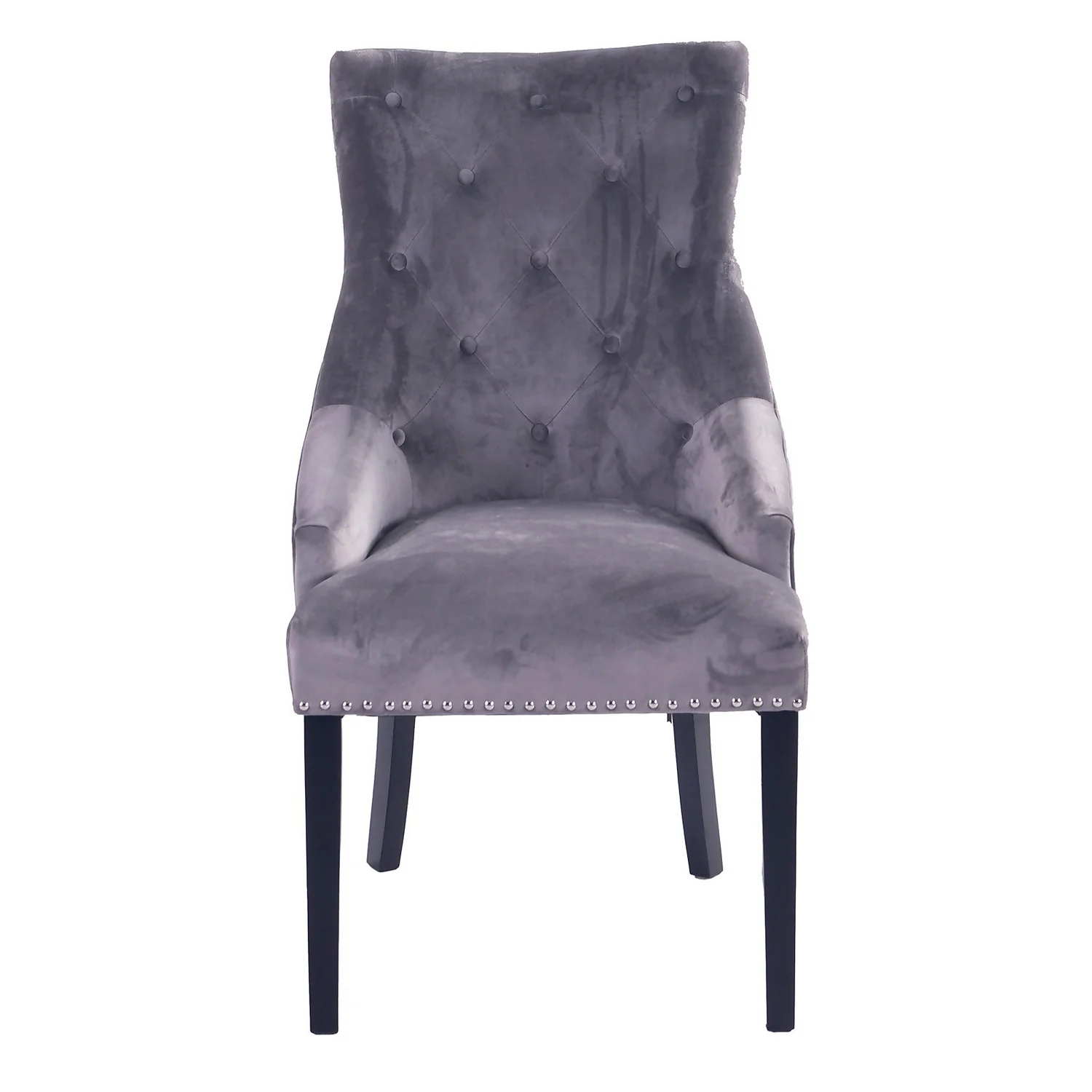 Annabelle Velvet Dining Chairs - Set Of 2 - Grey - Image 4