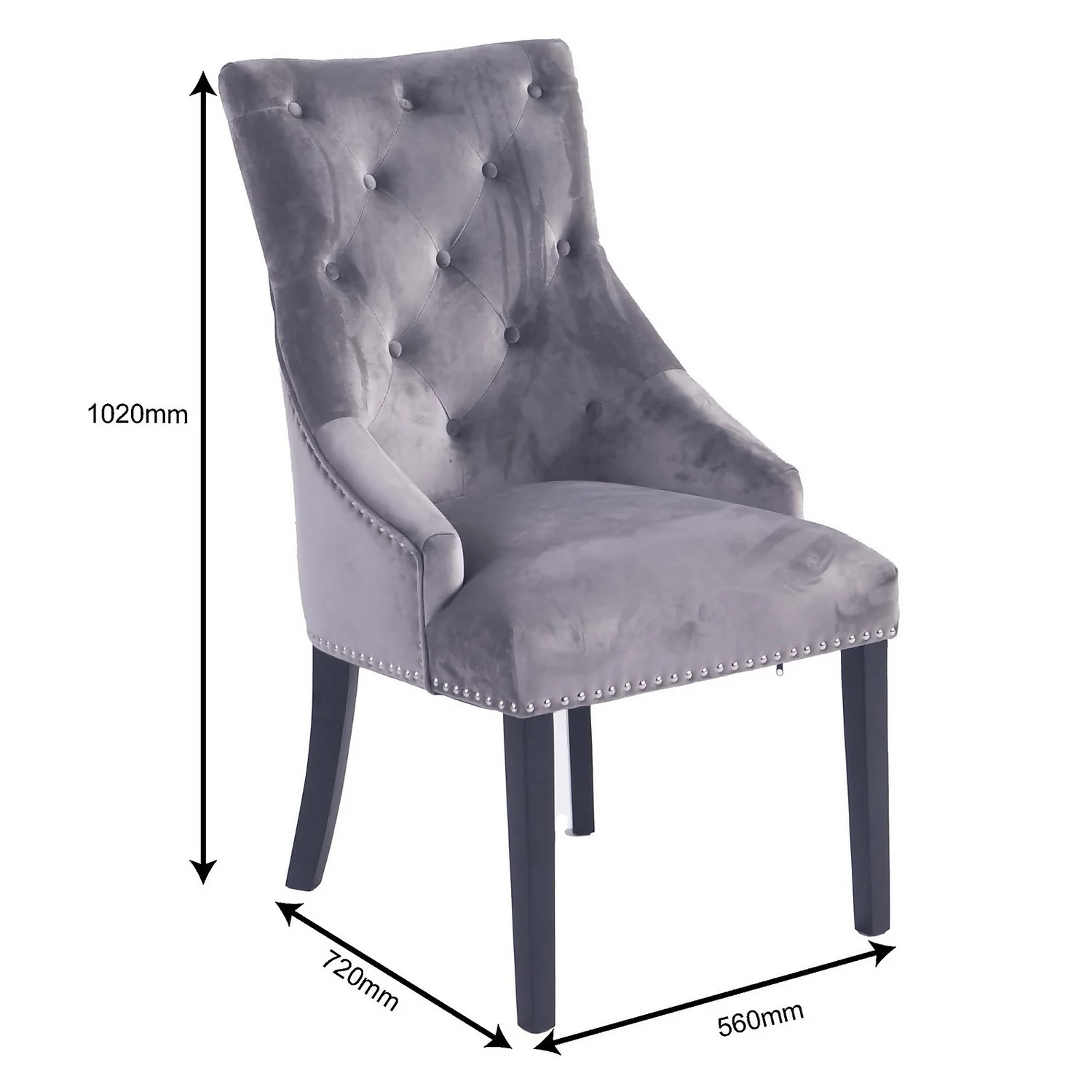 Annabelle Velvet Dining Chairs - Set Of 2 - Grey - Image 8