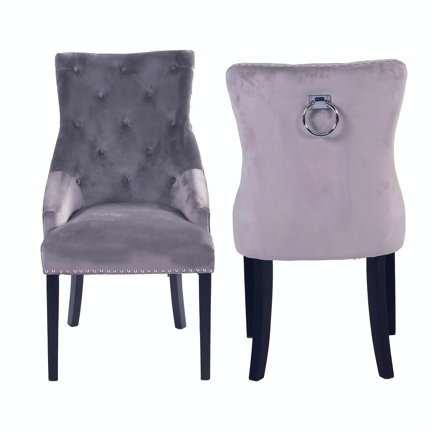 Annabelle Velvet Dining Chairs - Set Of 2 - Grey