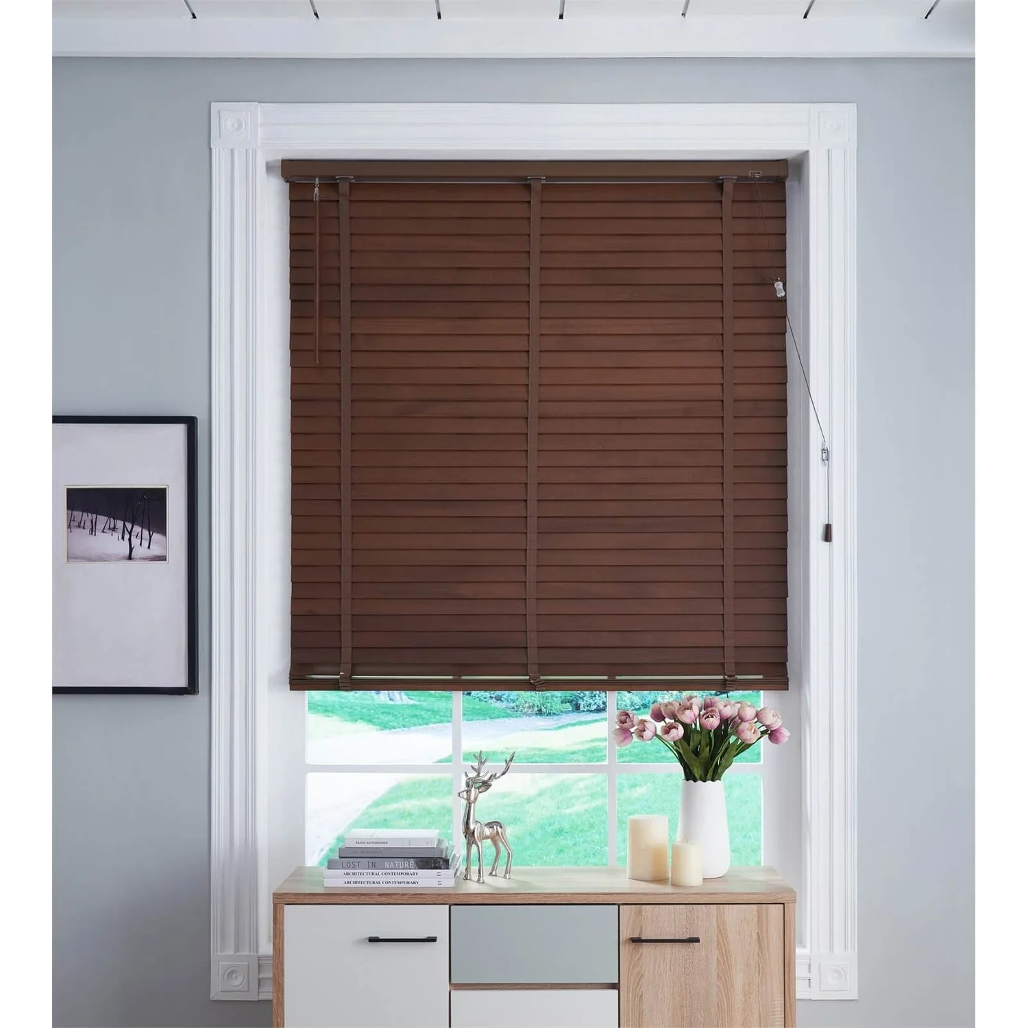 50mm Wood Venetian Blind - Walnut - 100x130cm