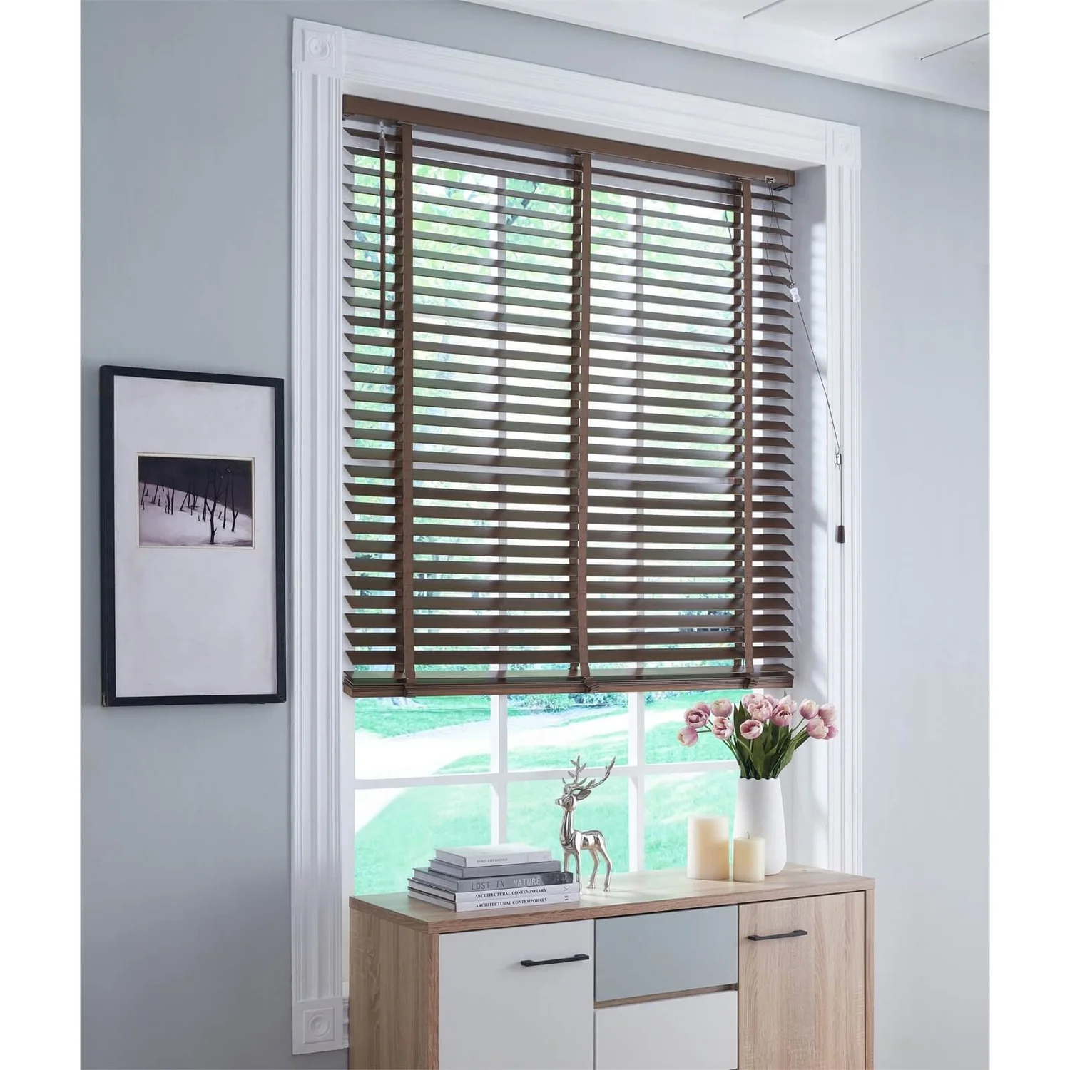 50mm Wood Venetian Blind - Walnut - 100x130cm - Image 3