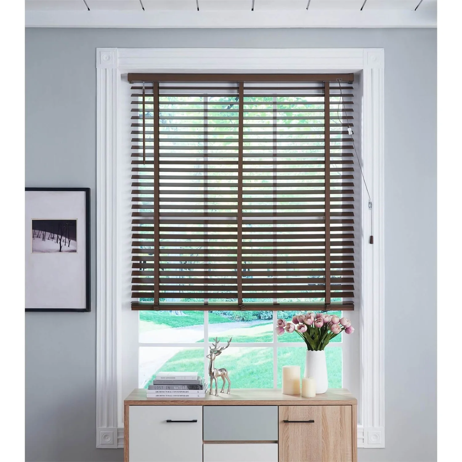 50mm Wood Venetian Blind - Walnut - 100x130cm - Image 2
