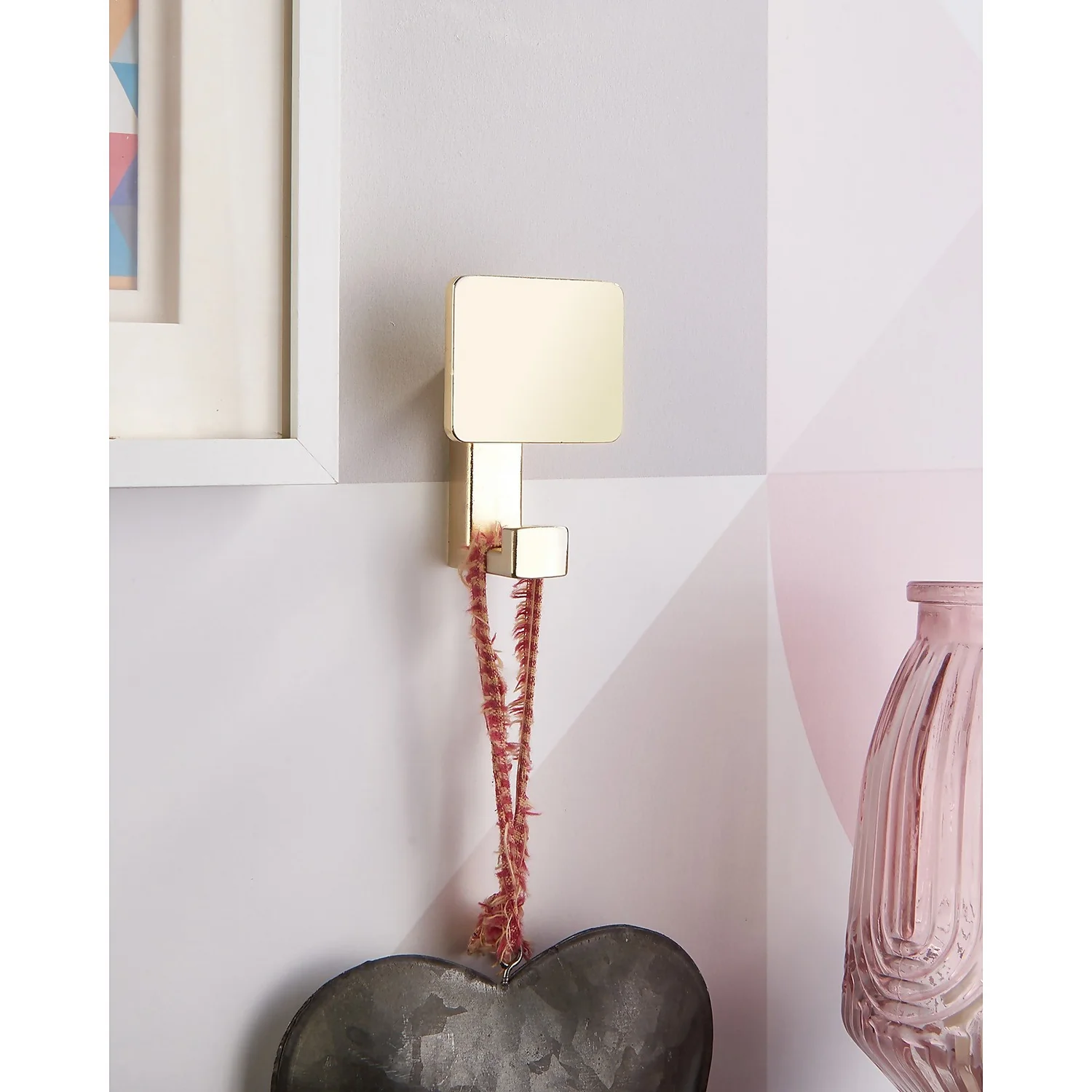 Square Back Hook - Brushed Brass - Image 3