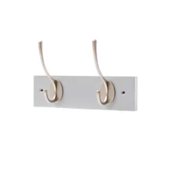 2 Victorian Satin Nickel Hooks On Dove Bloc Board