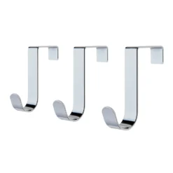None Budget Over The Door Hooks - Polished Chrome - 3 Pack