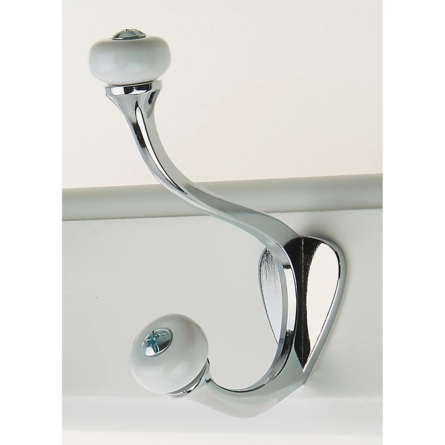 None White Hook Rail - Polished Chrome - 4 Hooks - Image 4