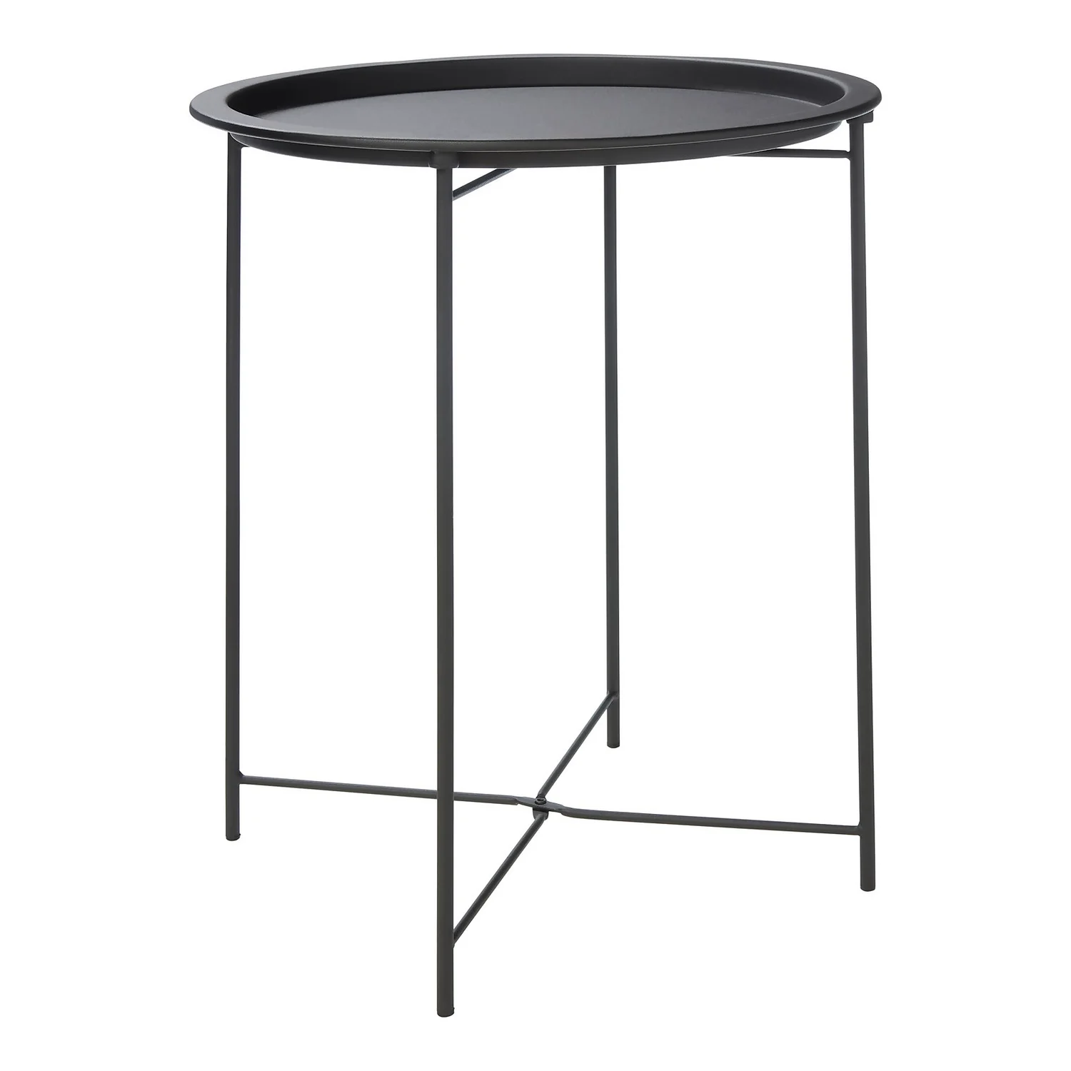 Metal Folding Side Table - Black