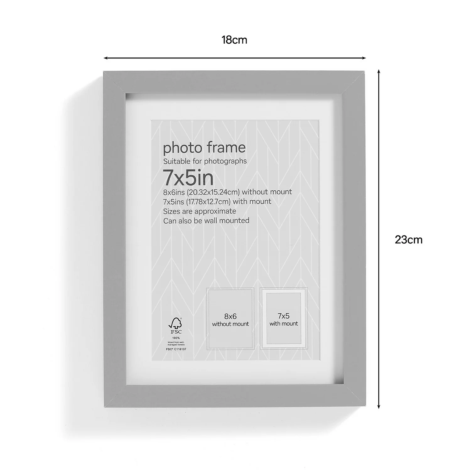 Box Photo Frame - 7x5" - Grey - Image 2