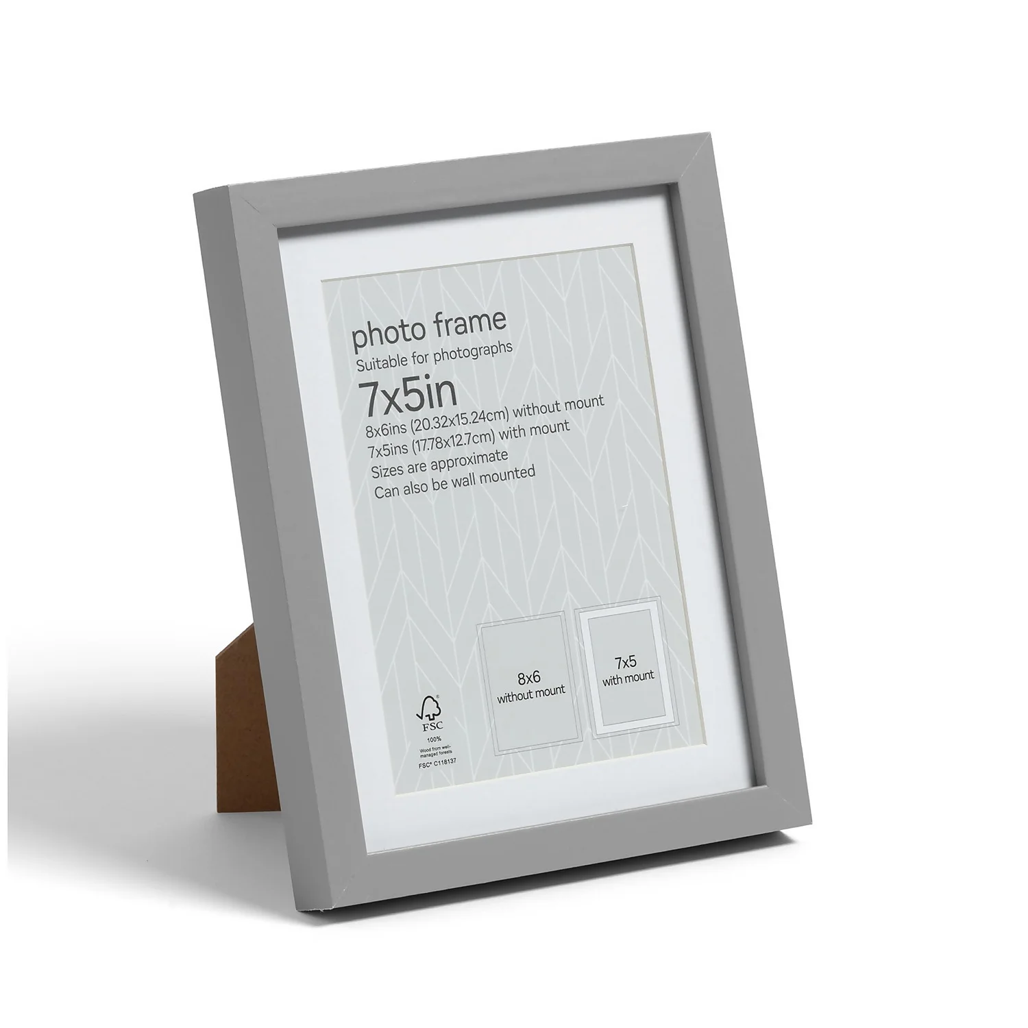 Box Photo Frame - 7x5" - Grey