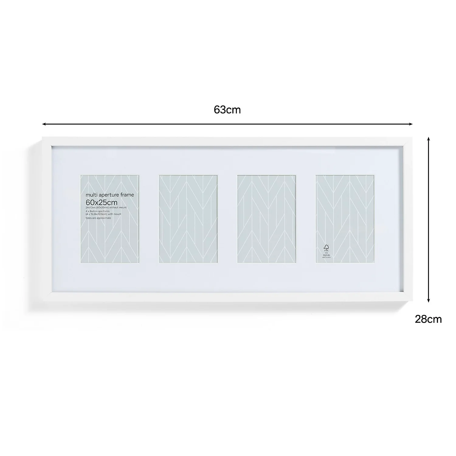 Box Photo Frame Multi Aperture - 60x25cm - White - Image 4