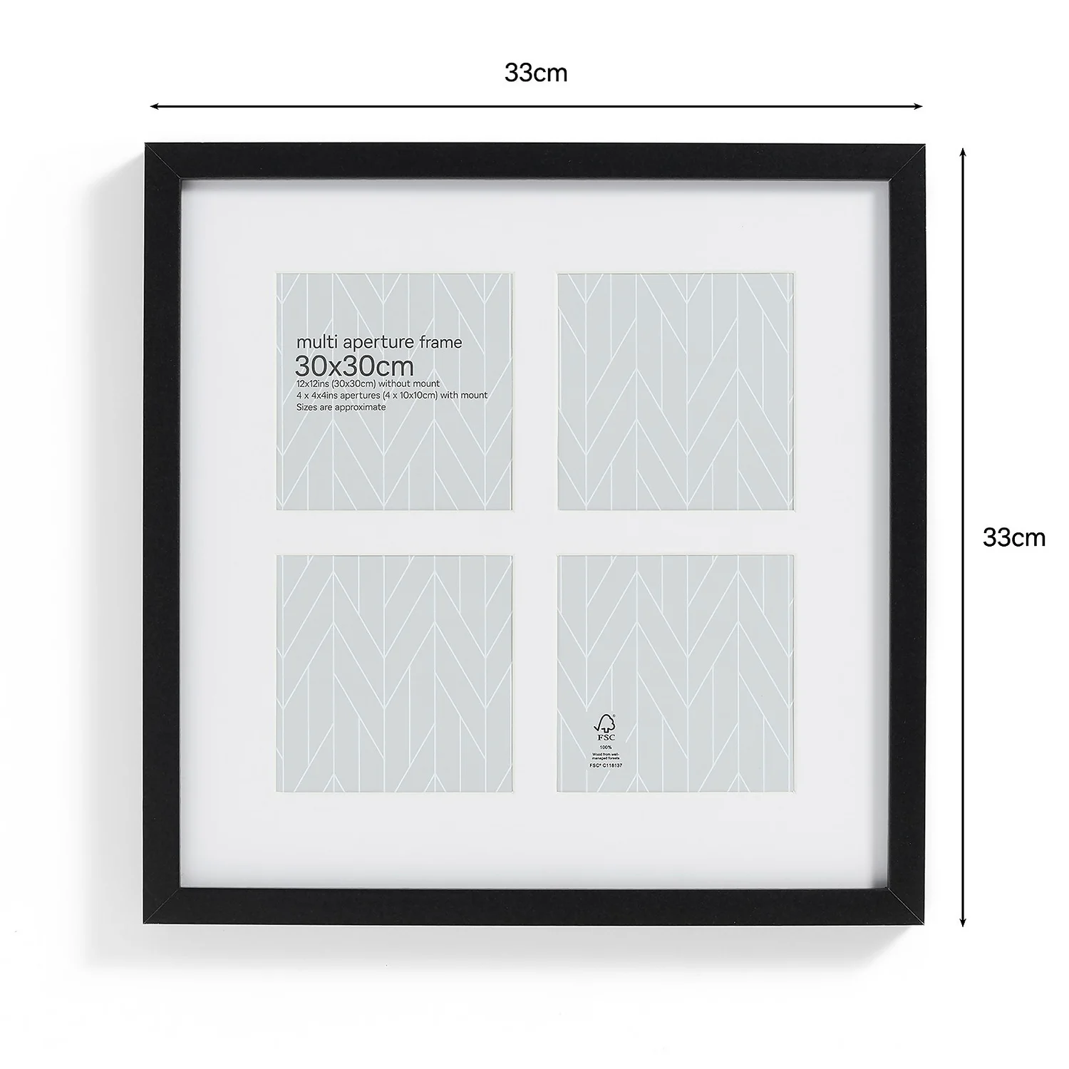 Box Photo Frame Multi Aperture - 30x30cm - Black - Image 2