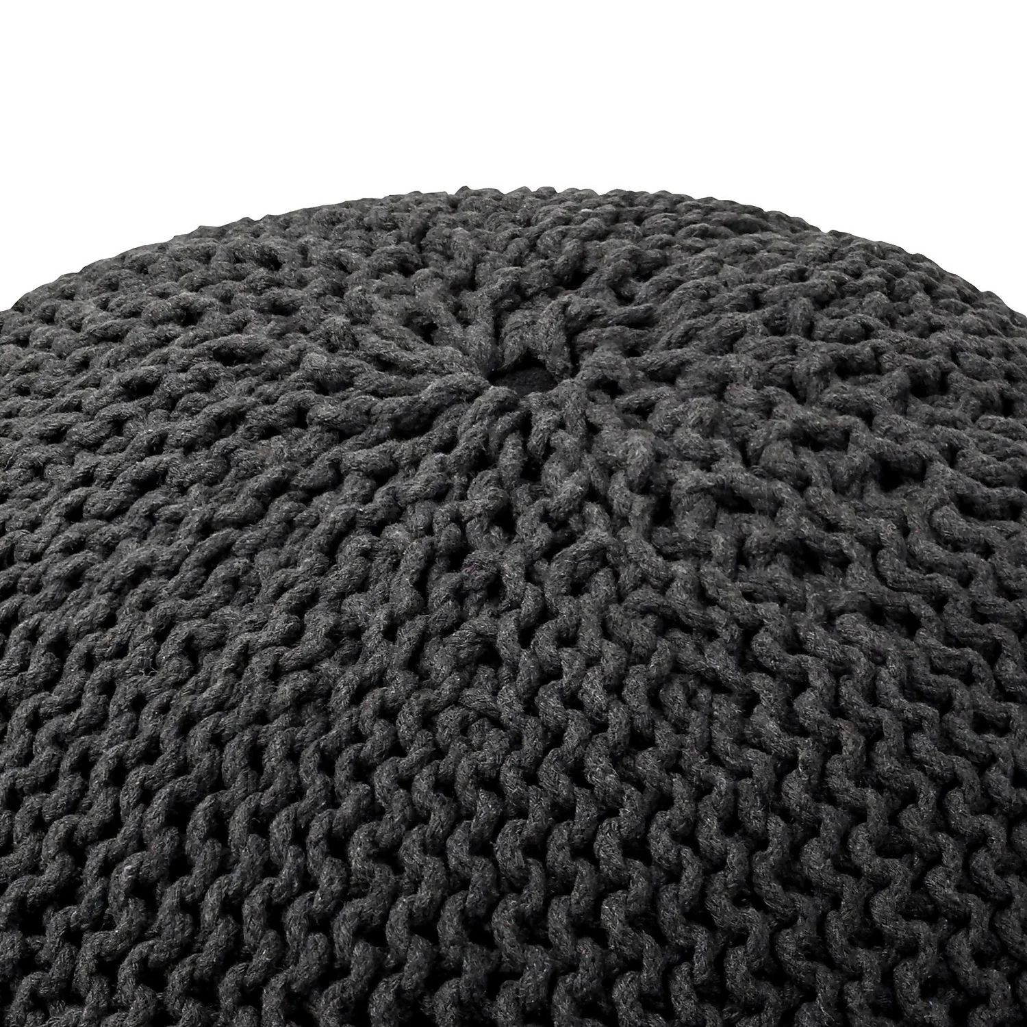 Charles Chunky Knit Pouffe - Grey - Image 3