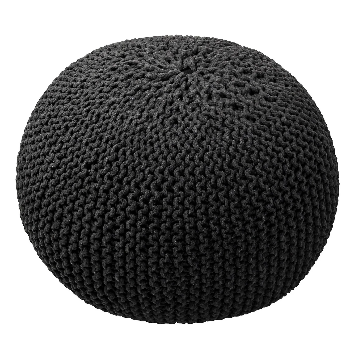 Charles Chunky Knit Pouffe - Grey - Image 2