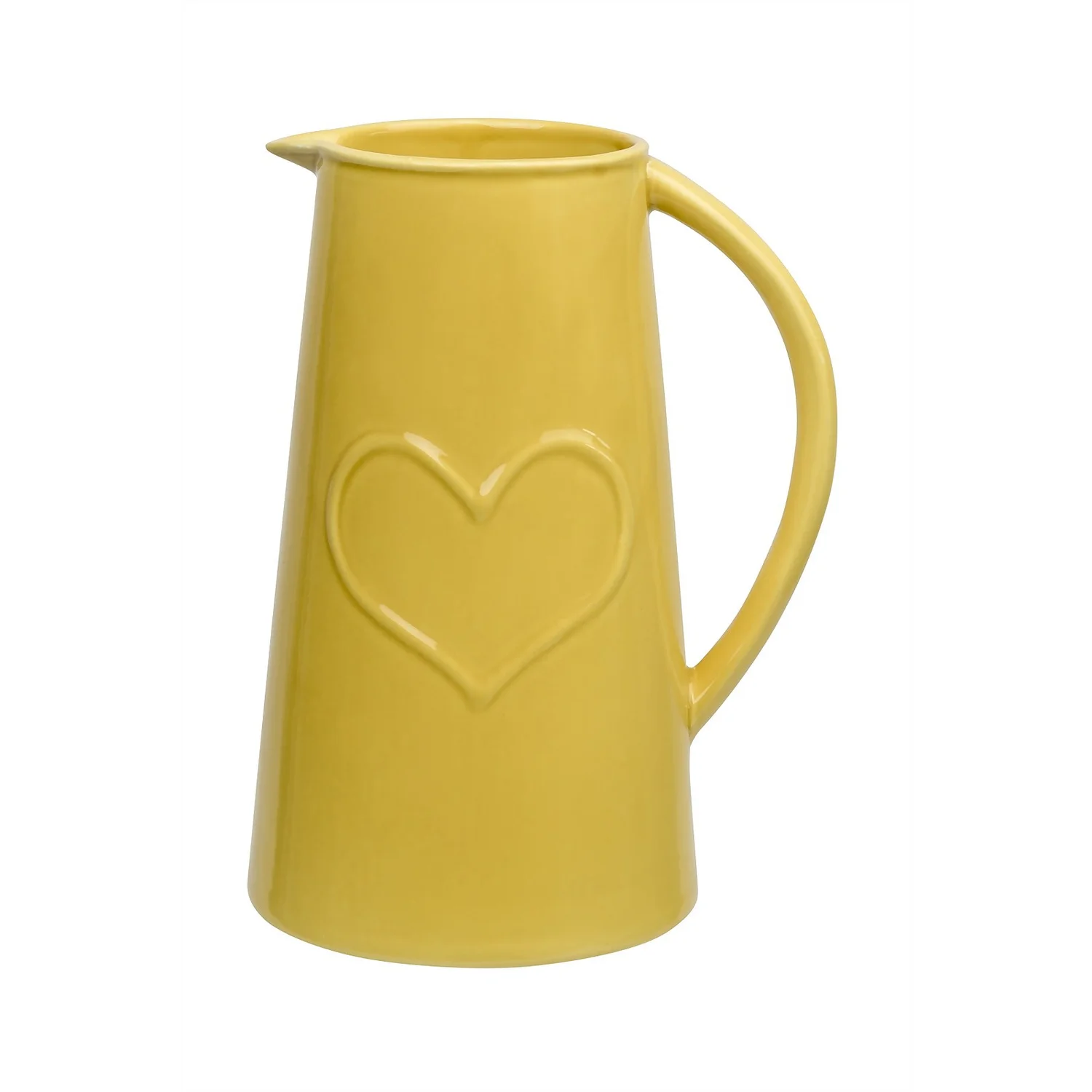 Ceramic Jug With Embossed Heart - Ochre