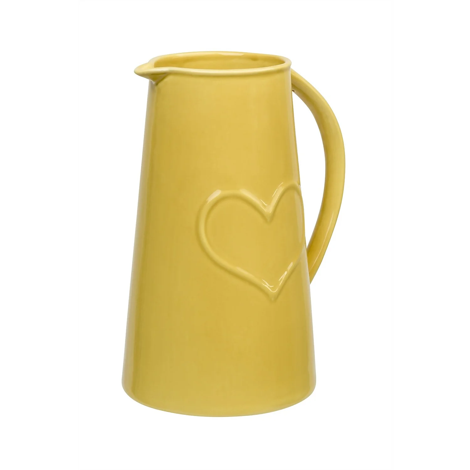 Ceramic Jug With Embossed Heart - Ochre - Image 2