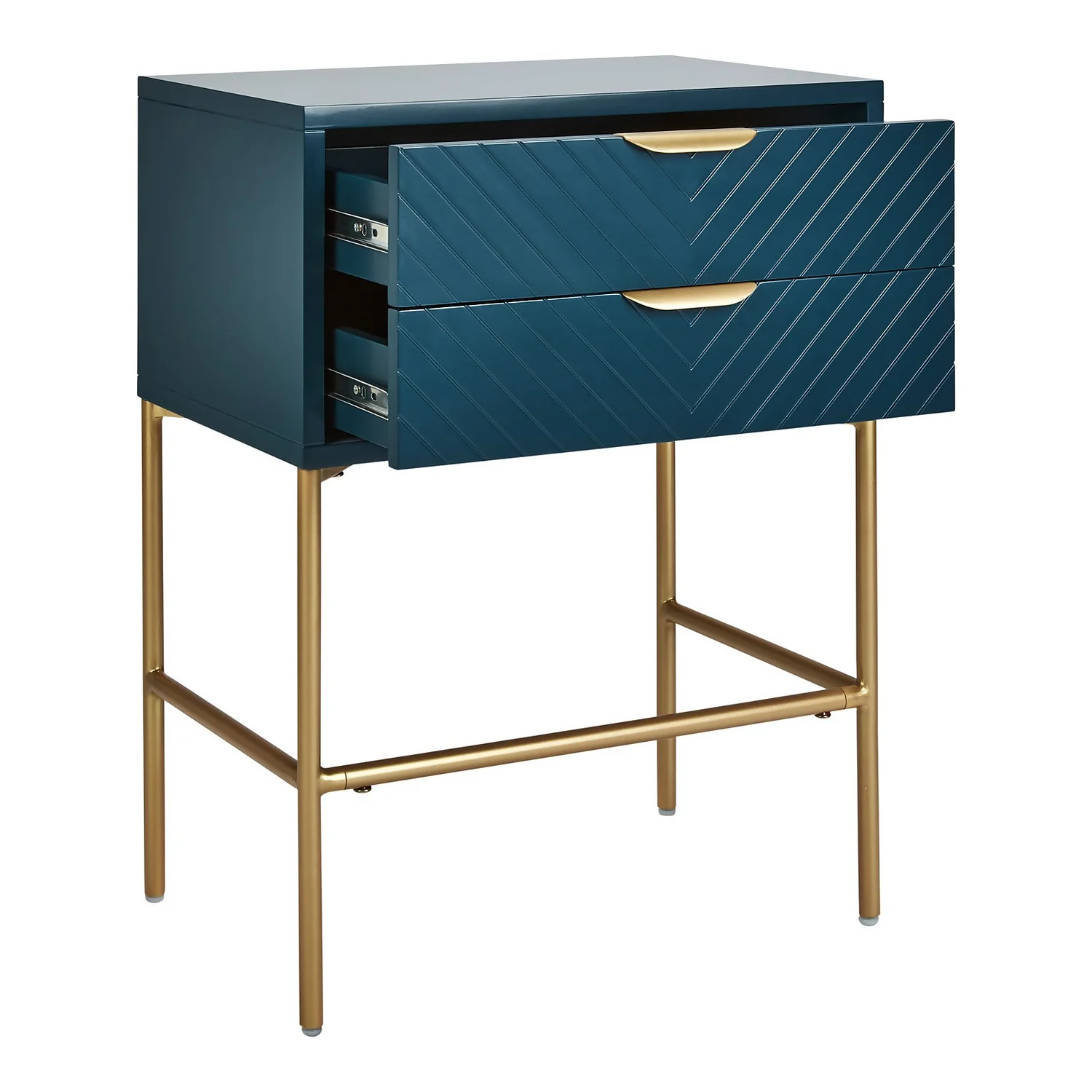 House Beautiful Trixie 2 Drawer Bedside Table - Blue - Image 3