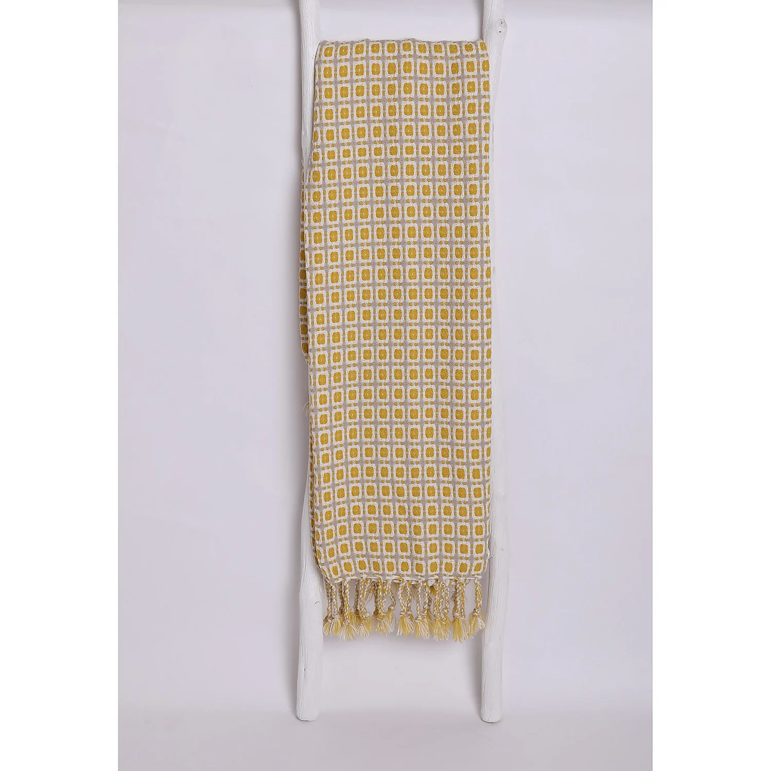 House Beautiful Geo Throw - Mist & Ochre - 150x183cm - Image 4