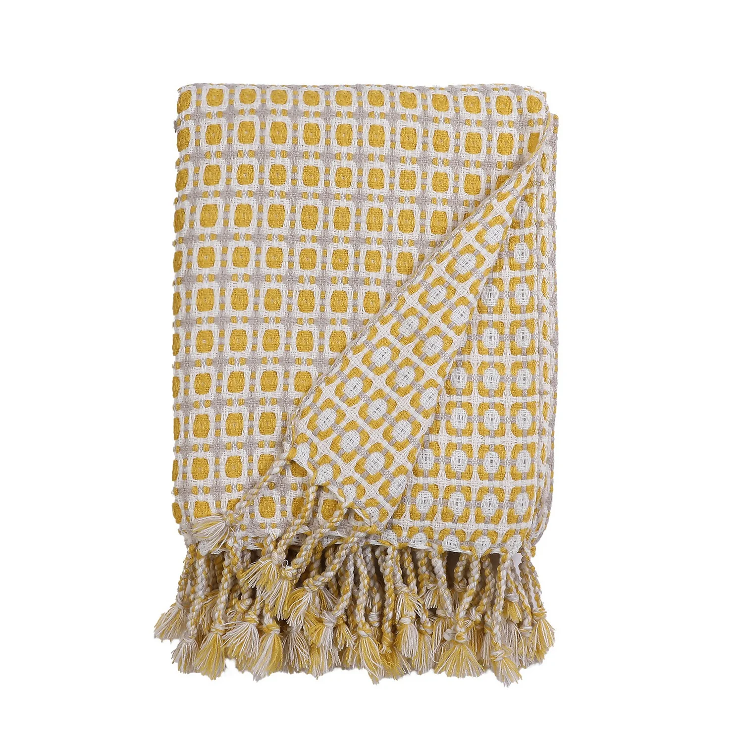 House Beautiful Geo Throw - Mist & Ochre - 150x183cm