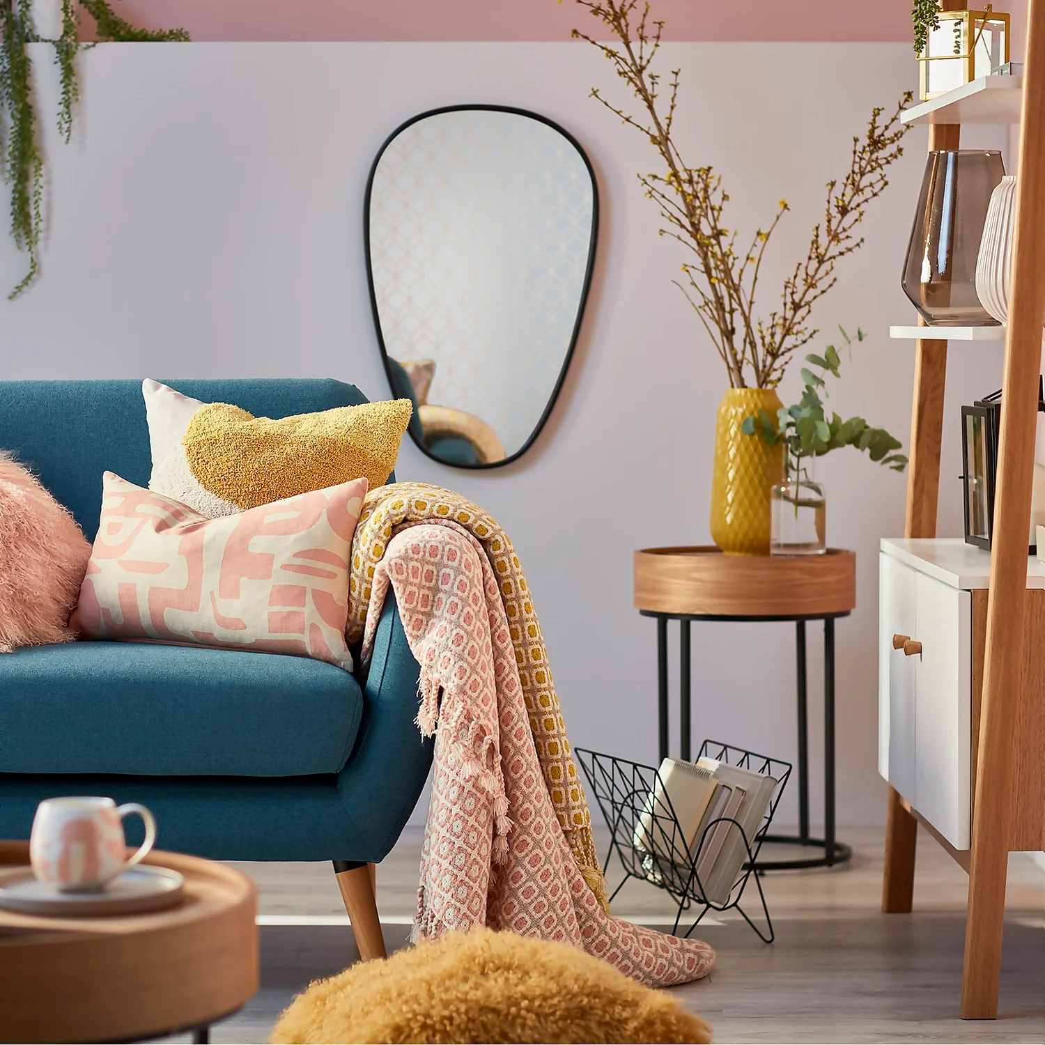 House Beautiful Geo Throw - Mist & Ochre - 150x183cm - Image 2