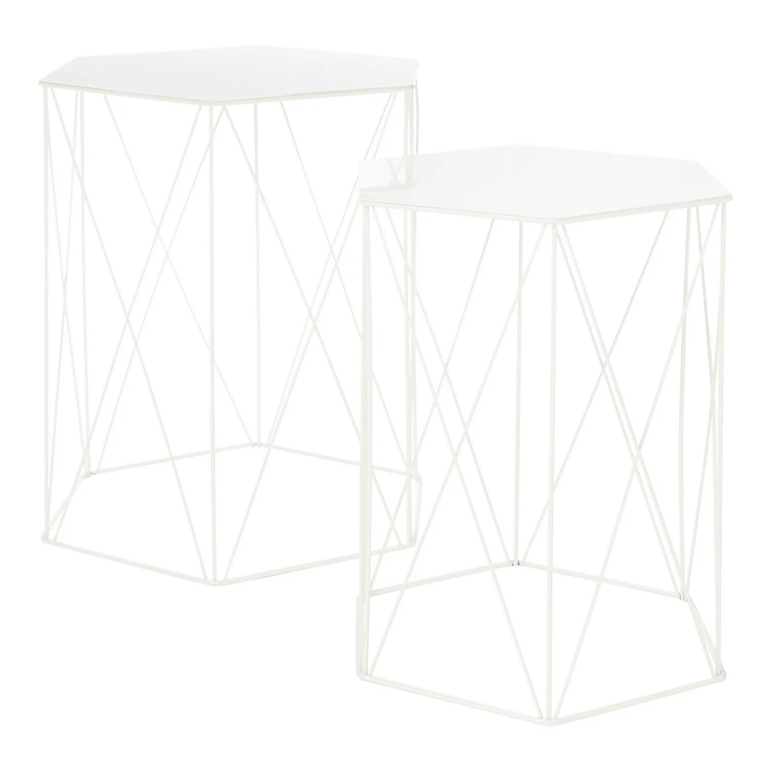 Hex Side Table Set Of 2 White