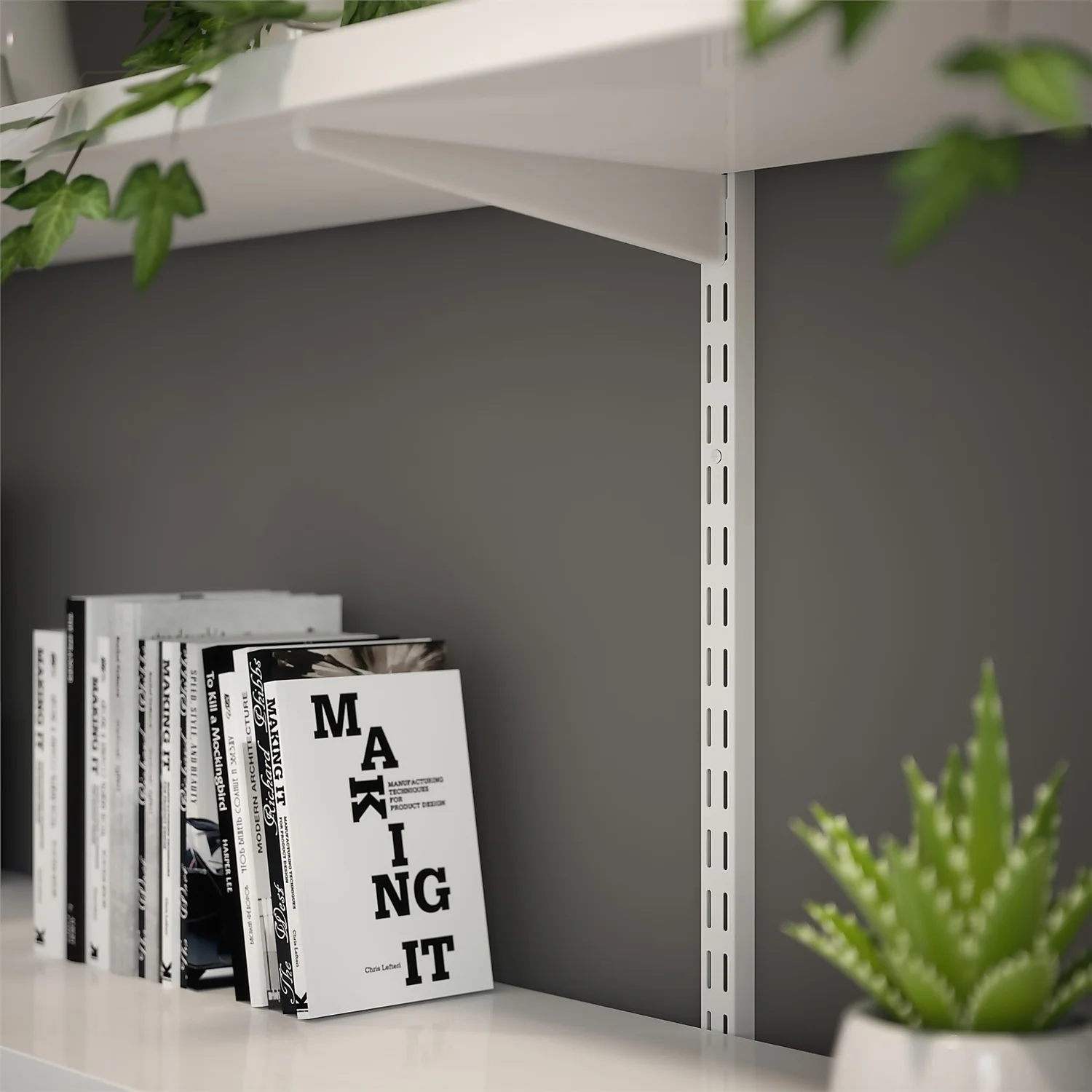 Anti-bacterial Twin Slot Shelving Kit - 1600mm White Twinslot And 120mm Brackets - White - Image 3