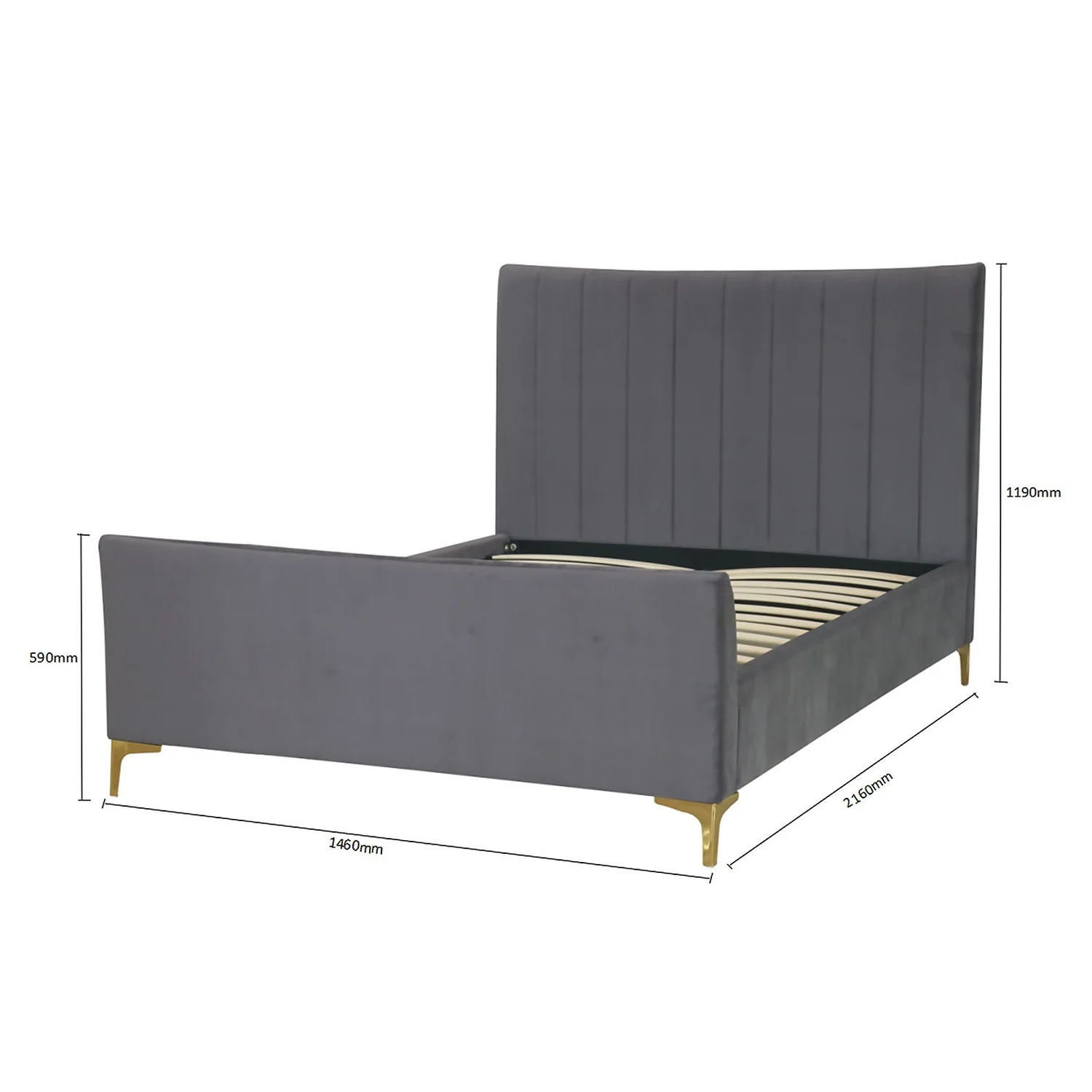 Donna Deco Double Bed - Grey - Image 9