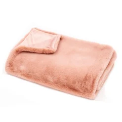 None Faux Fur Rabbit Throw - 125x160cm - Blush